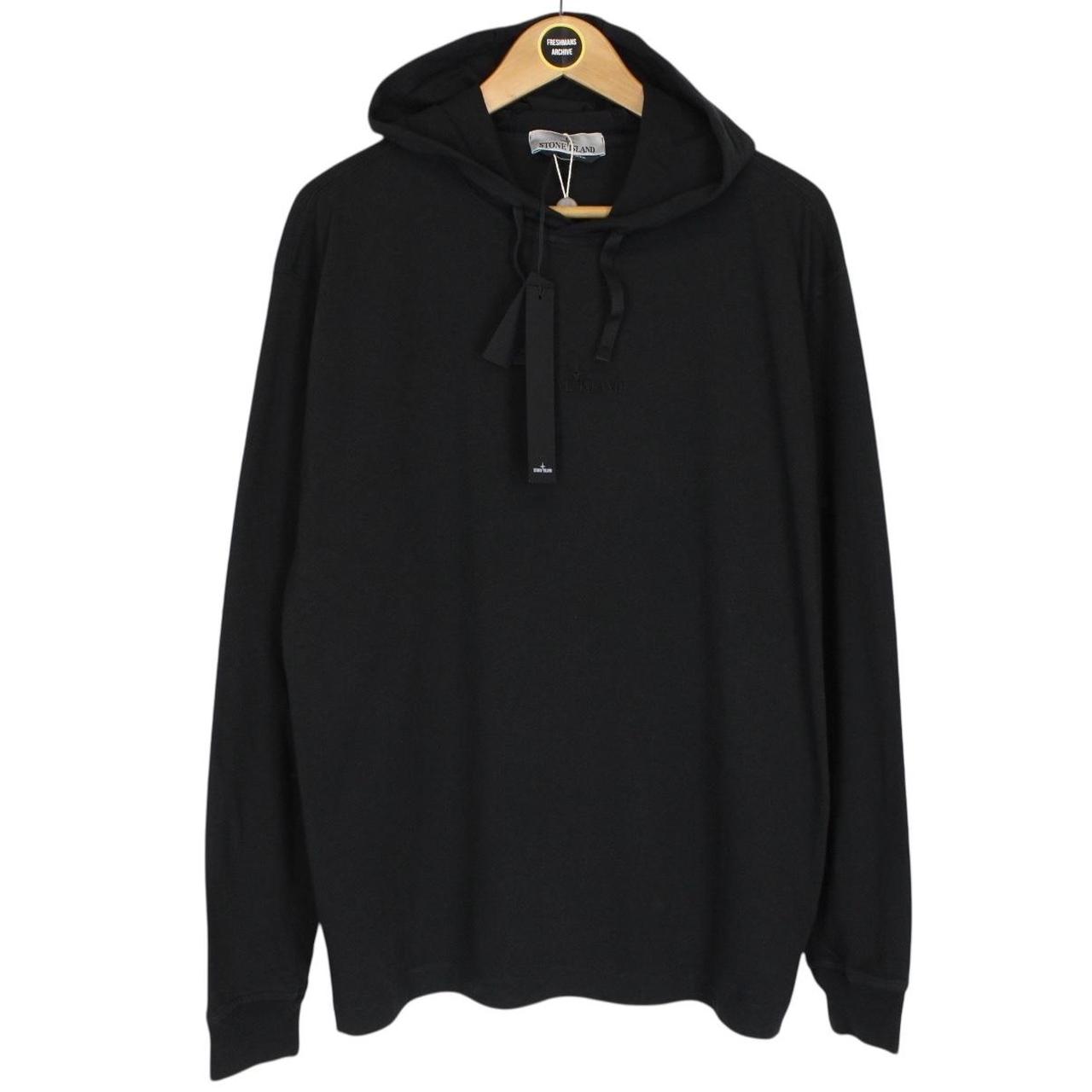 Stone Island Black Embroidered Logo Cotton Hoodie Jumper