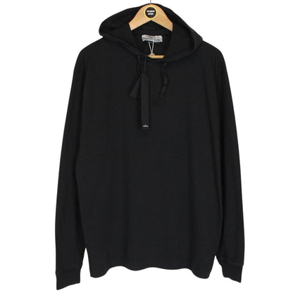 Stone Island Black Embroidered Logo Cotton Hoodie Jumper