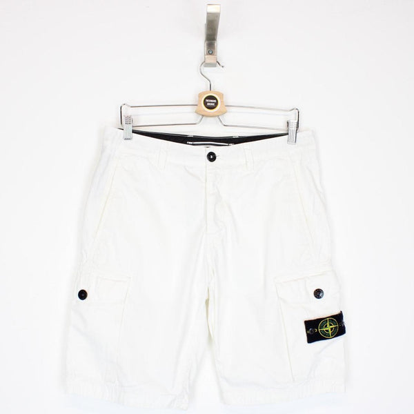 Stone Island SS 2017 White Bermuda Cotton Cargo Shorts