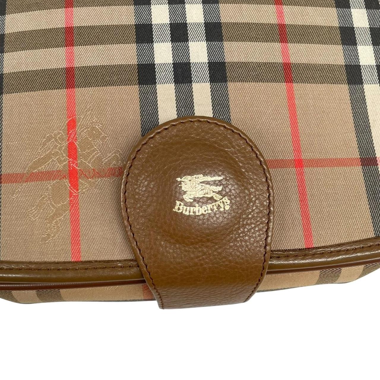 Burberry Tan and Brown Nova Check Leather and Canvas Satchel Shoulder Bag