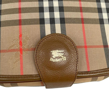 Burberry Tan and Brown Nova Check Leather and Canvas Satchel Shoulder Bag