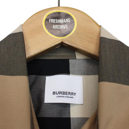 Burberry Tan Brown Nova Check Long Sleeve Cotton Poplin Shirt