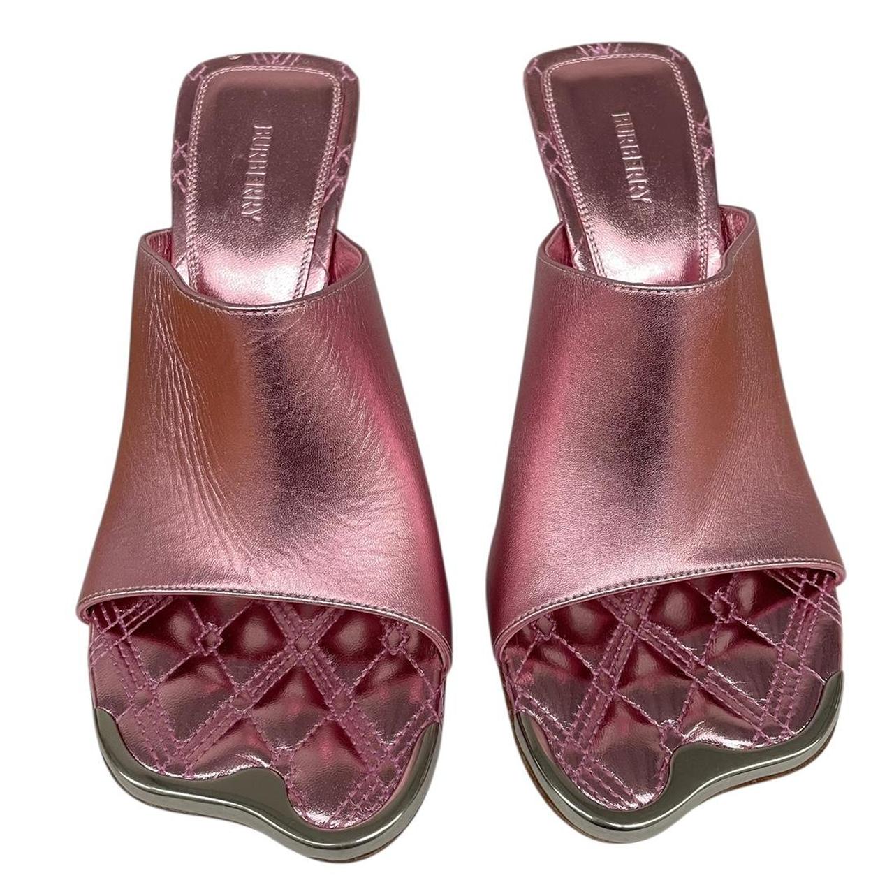Burberry Metallic Pink Leather Padded High Heels