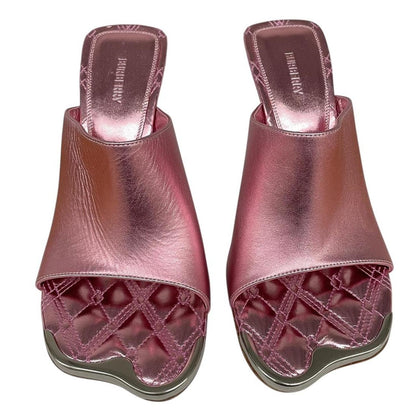 Burberry Metallic Pink Leather Padded High Heels