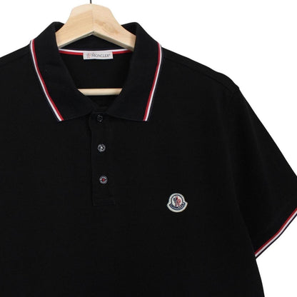 Moncler Maglia Manica Corta Black Short Sleeve Cotton Polo Shirt