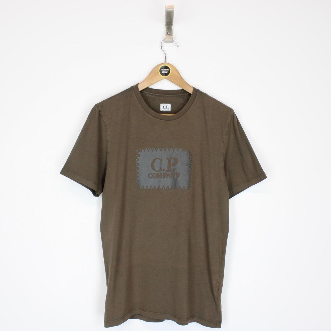 CP Company Khaki Brown Block Logo Short Sleeve T-Shirt