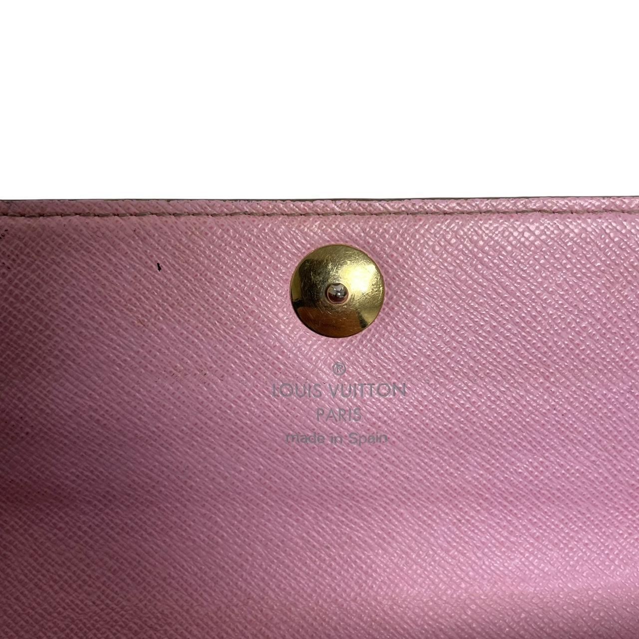 Louis Vuitton white crossbody wallet with multicoloured monogram and gold strap.