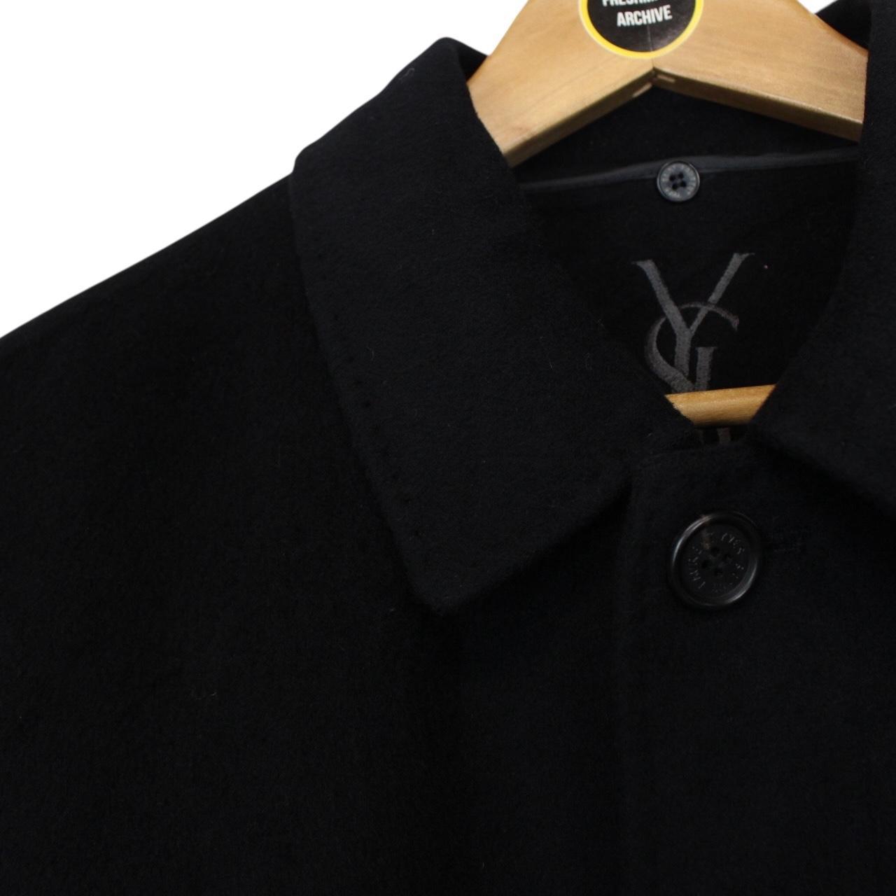Vintage 90s Yves Saint Laurent Black Wool Blend Peacoat
