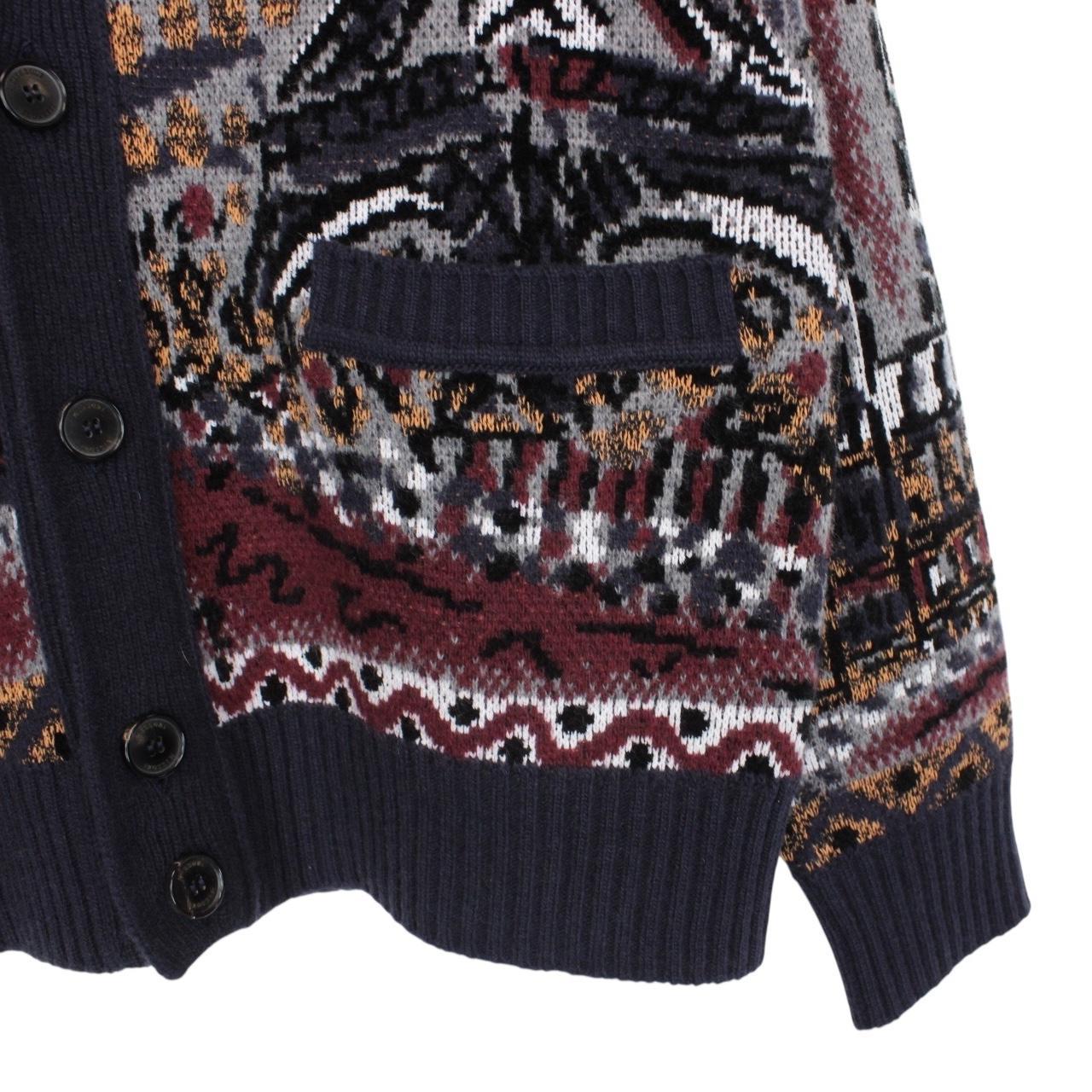 Missoni Multicoloured Button Up Jacquard Wool Blend Knit Cardigan Jumper