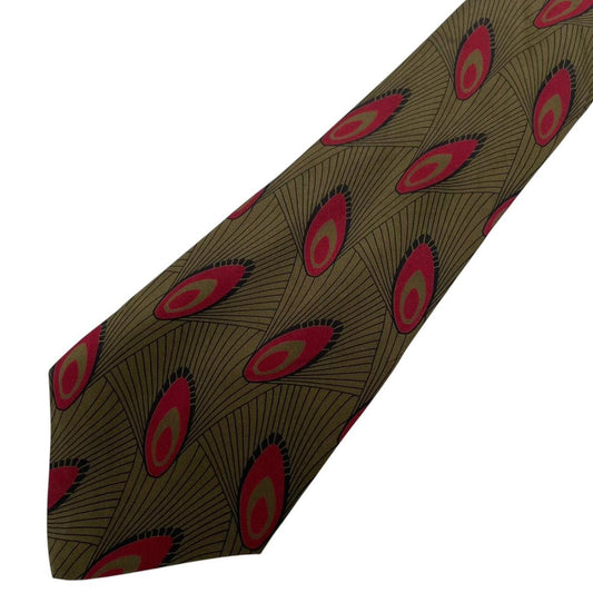Vintage Giorgio Armani Green and Red Paisley Silk Tie