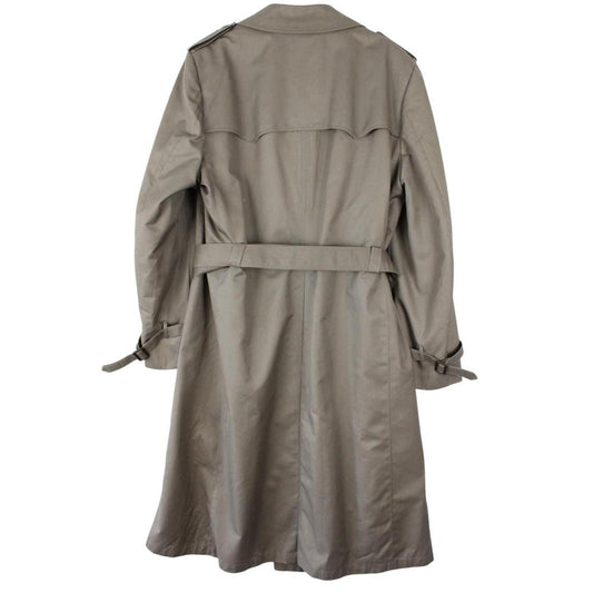 Christian Dior grey double breasted trench coat with removable wool lining and belted waist.
