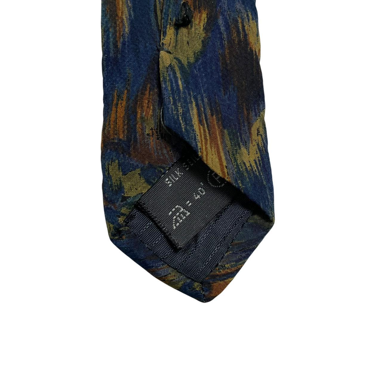 Ermenegildo Zegna multicoloured silk tie with abstract print design and smooth texture.