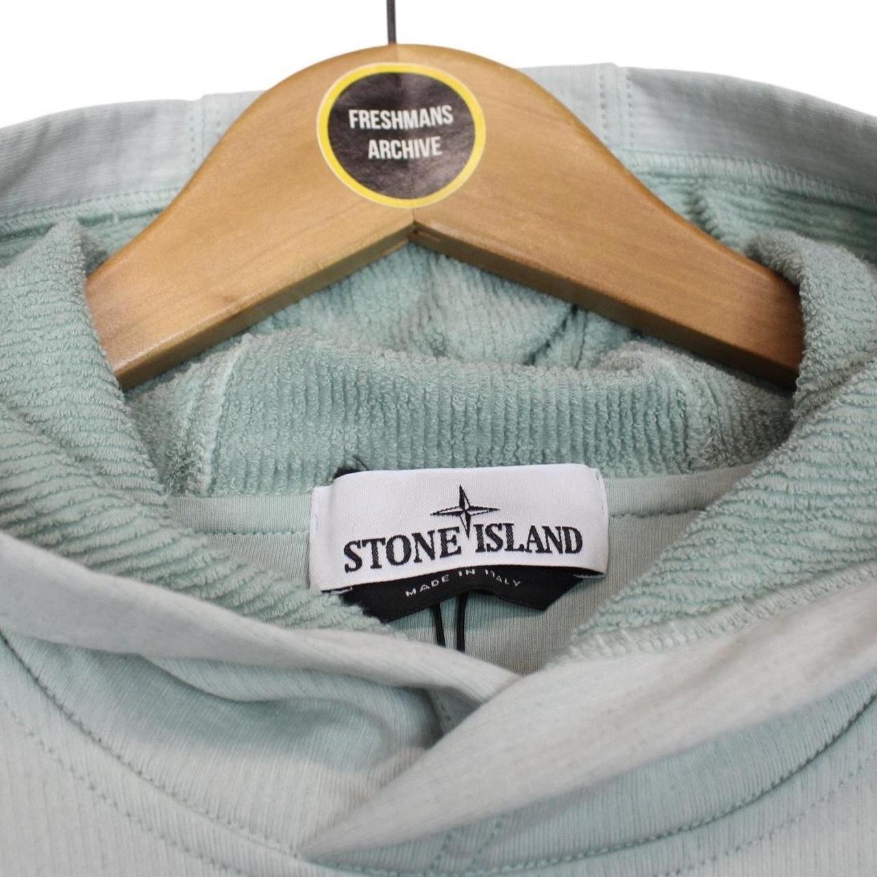 Stone Island Marina SS 2023 Light Blue Plated Dyed Cotton Hoodie Jumper