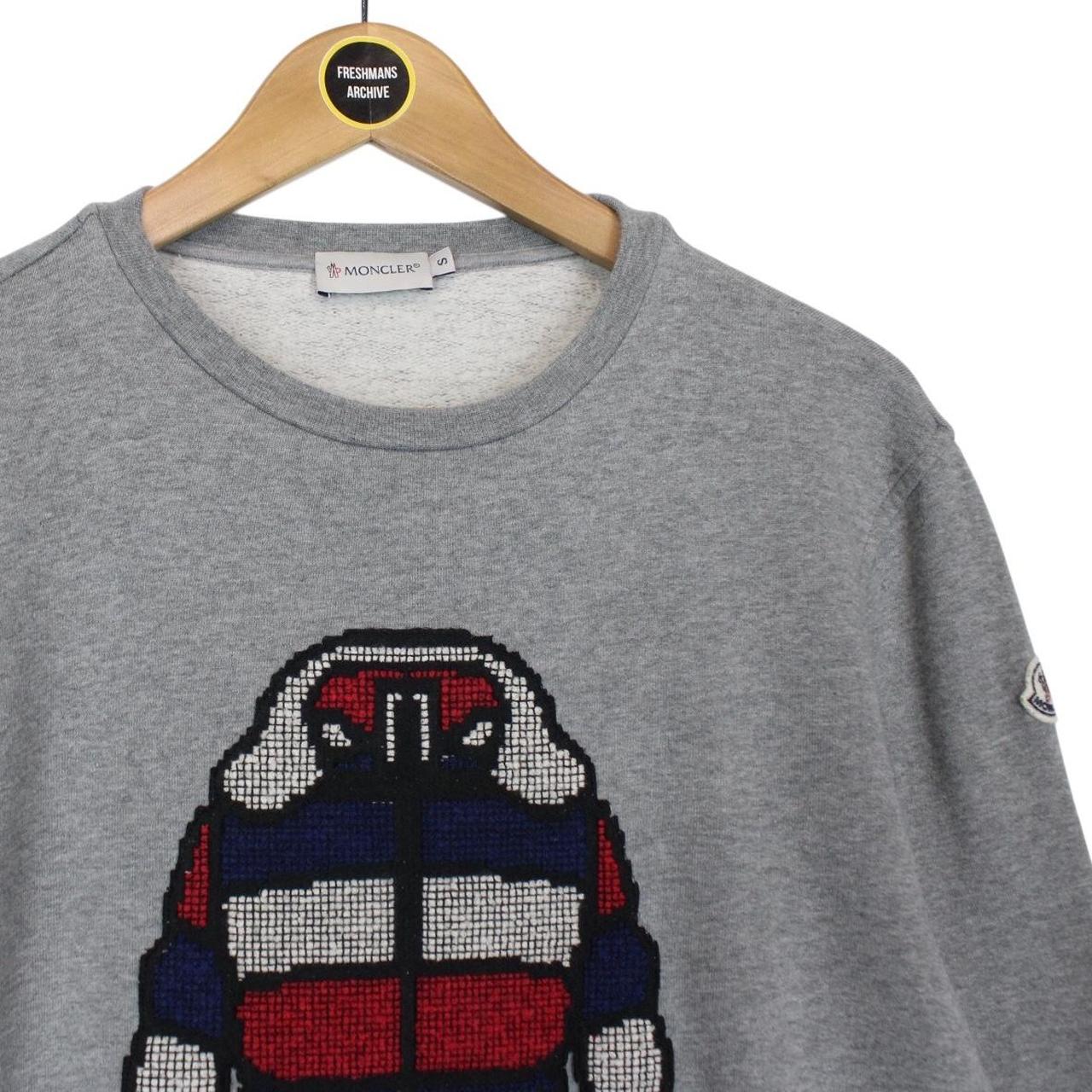 Moncler Maglia Grey Embroidered Logo Cotton Sweatshirt Jumper