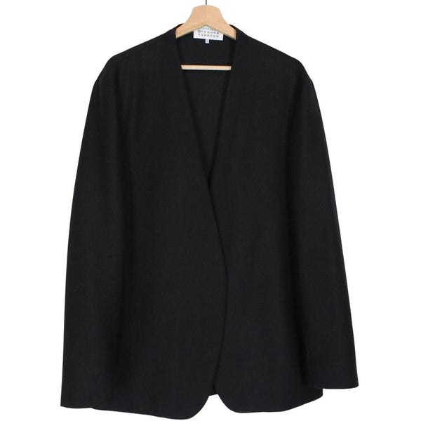 Maison Margiela Black Collarless Single Breasted Virgin Wool Jacket