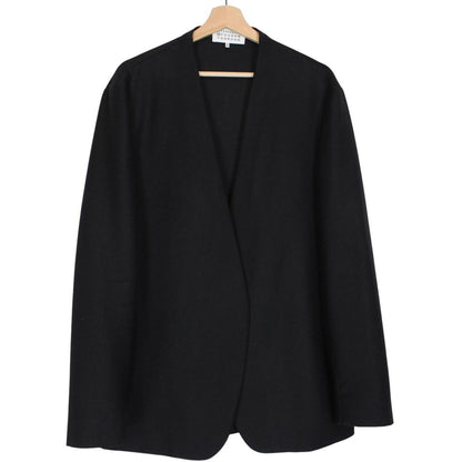 Maison Margiela Black Collarless Single Breasted Virgin Wool Jacket