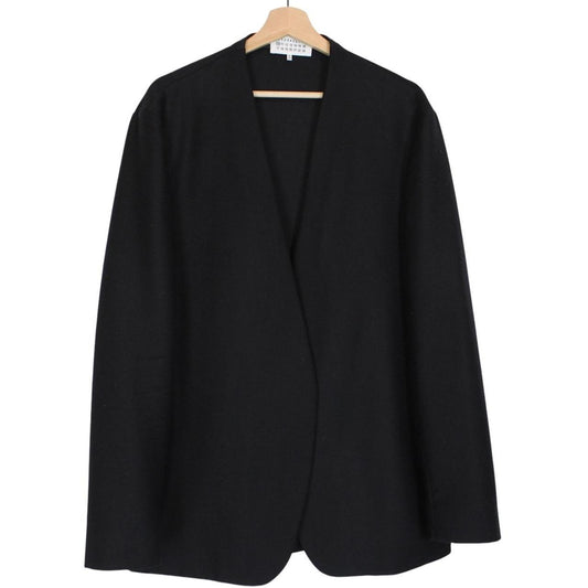 Maison Margiela Black Collarless Single Breasted Virgin Wool Jacket