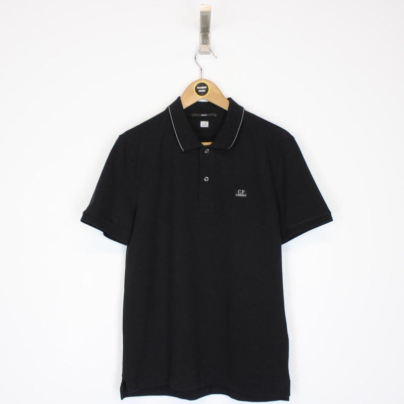 CP Company Black Logo Patch Short Sleeve Polo Shirt