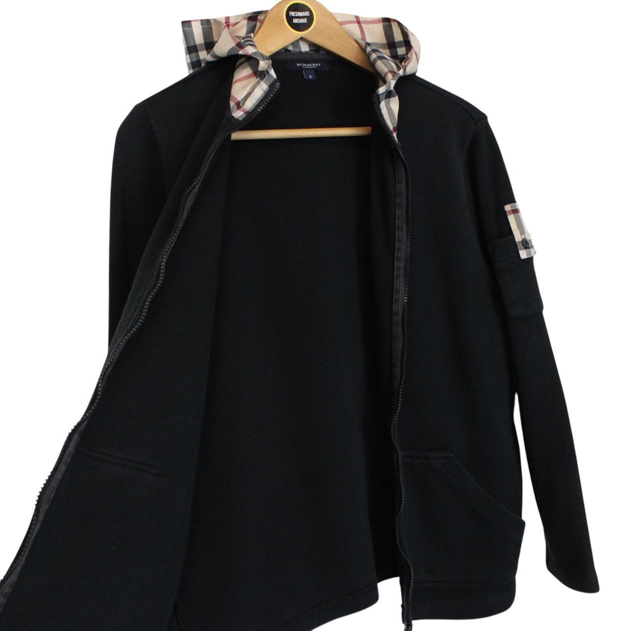 Vintage Burberry London Black Full Zip Nova Check Hoodie Jumper