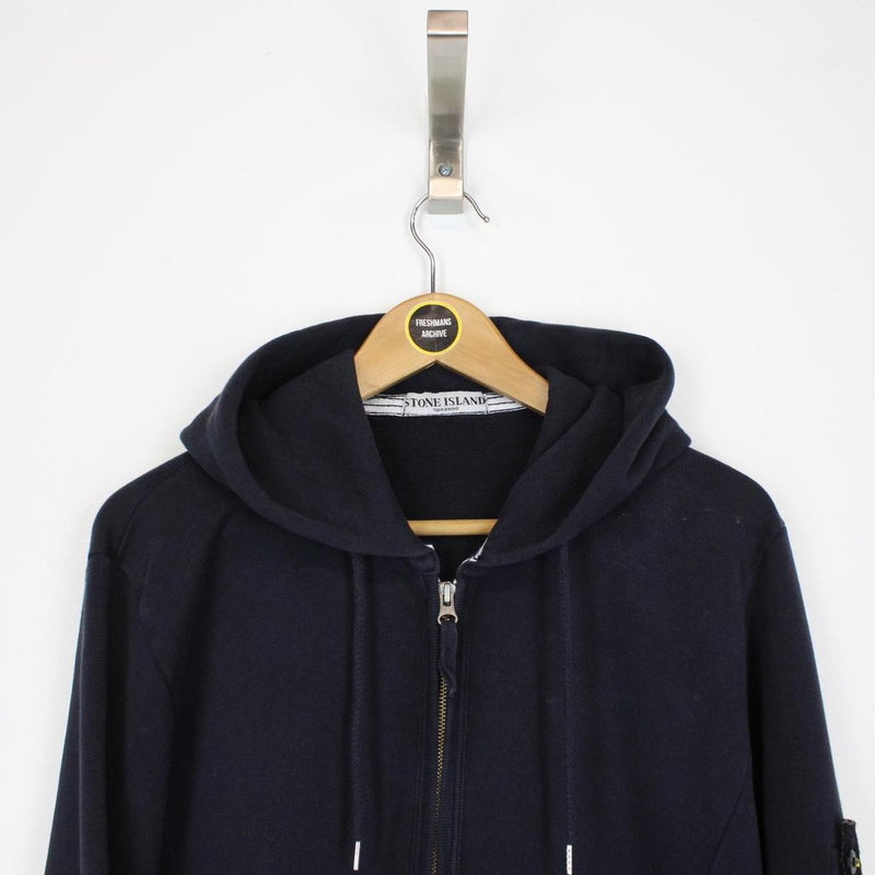 Vintage Stone Island Navy Blue Full Zip Cotton Hoodie Jumper