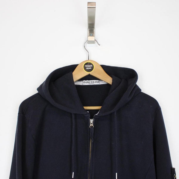 Vintage Stone Island Navy Blue Full Zip Cotton Hoodie Jumper Vintage Stone Island Navy Blue Full Zip Cotton Hoodie Jumper