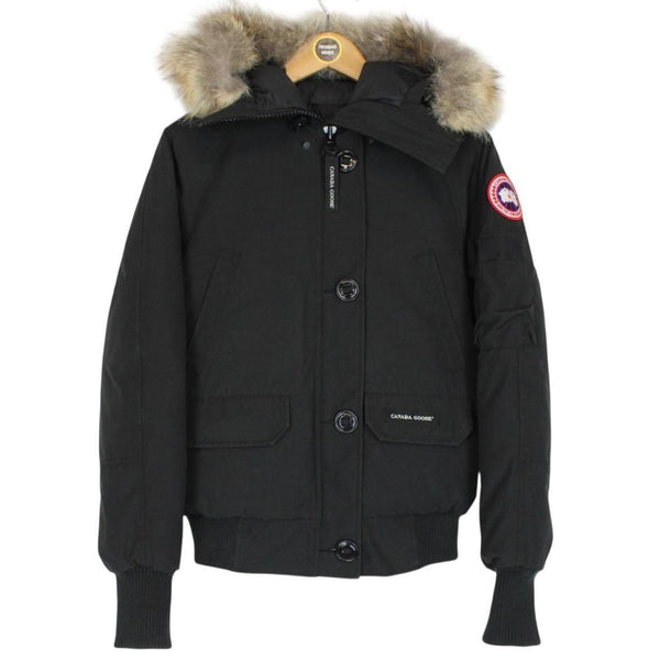 Canada Goose Black Chilliwack Bomber Down Jacket with Fur Trim
