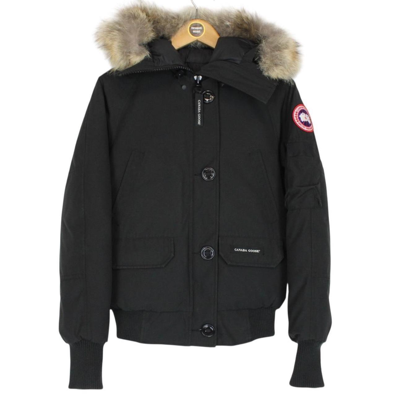 Canada Goose Black Chilliwack Bomber Down Jacket with Fur Trim