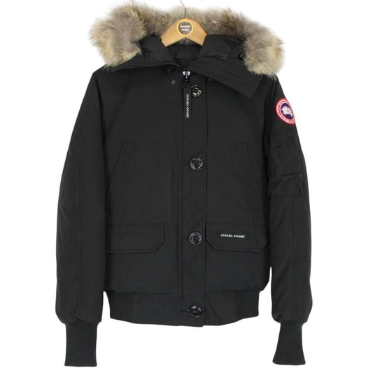 Canada Goose Black Chilliwack Bomber Down Jacket with Fur Trim
