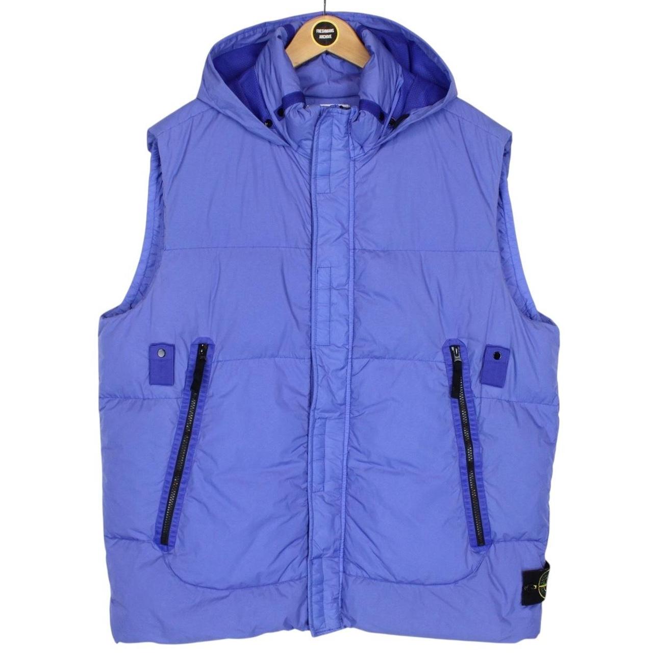 Stone Island AW 2021 Blue Garment Dyed Crinkle Reps NY Down Gilet / Bodywarmer