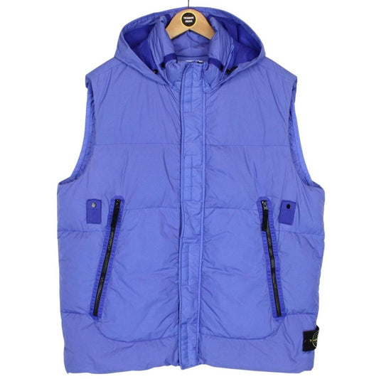Stone Island AW 2021 Blue Garment Dyed Crinkle Reps NY Down Gilet / Bodywarmer