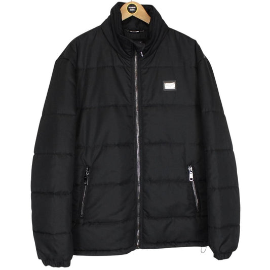 Dolce &amp; Gabbana Black Logo Tag High Neck Padded Jacket