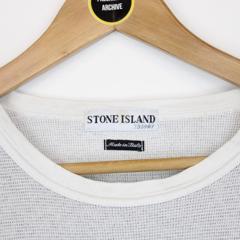 Vintage Stone Island Grey Logo Embroidered Cotton Sweatshirt Jumper
