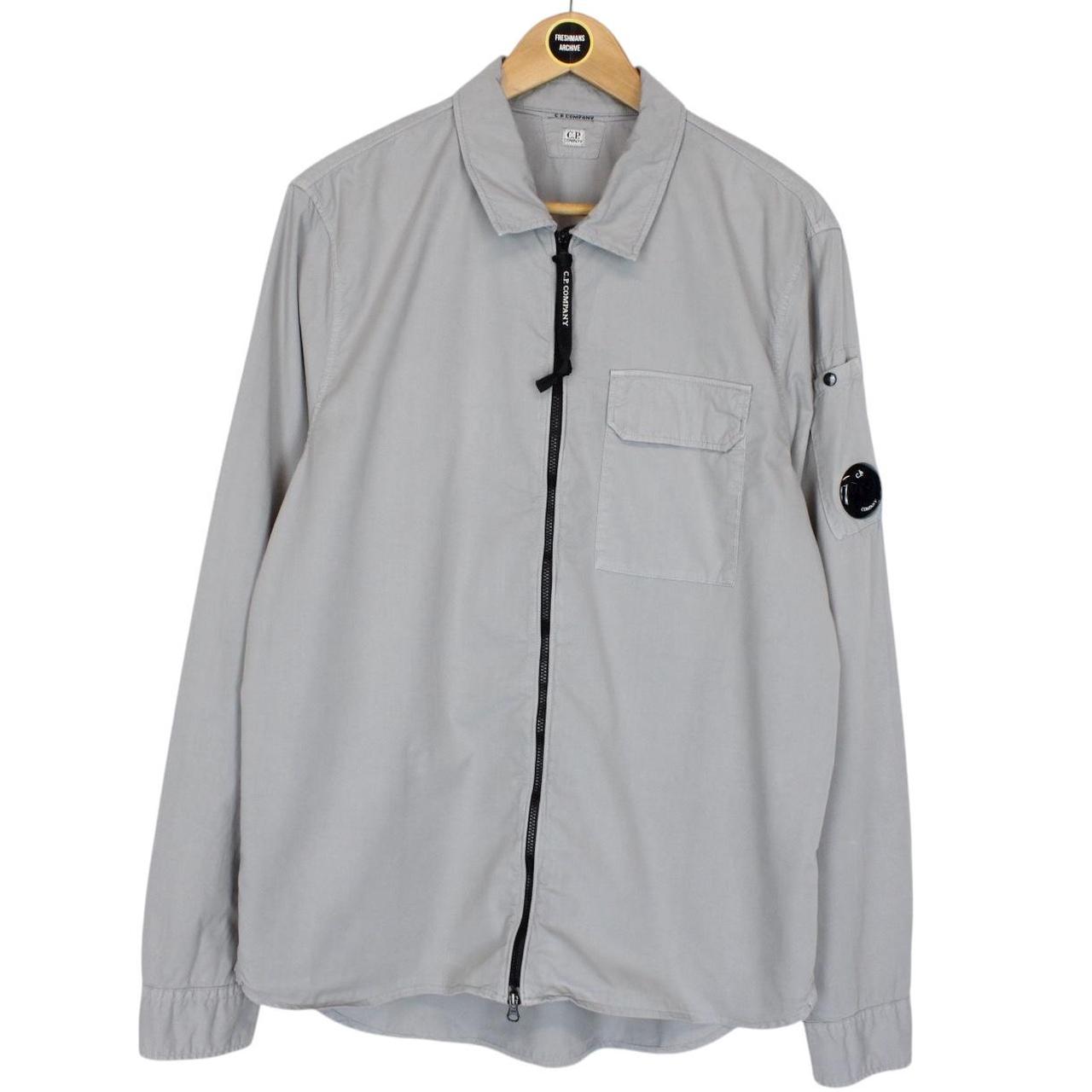 CP Company Grey Full Zip Cotton Lens Overshirt
