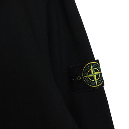 Stone Island black cotton sweatshirt with embroidered compass logo and ribbed cuffs.