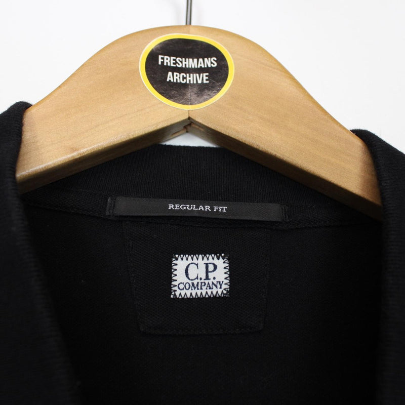 CP Company Black Long Sleeve Logo Polo Shirt