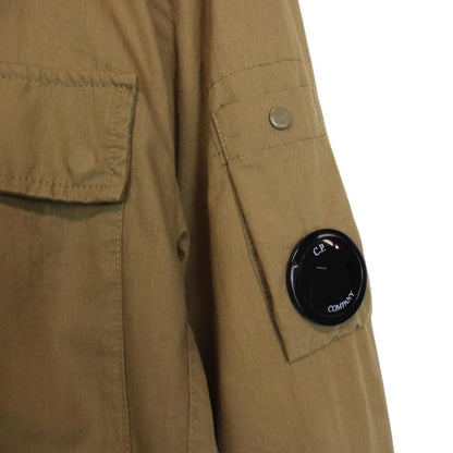 CP Company Tan Brown Full Zip 50 Fili Lens Overshirt Jacket