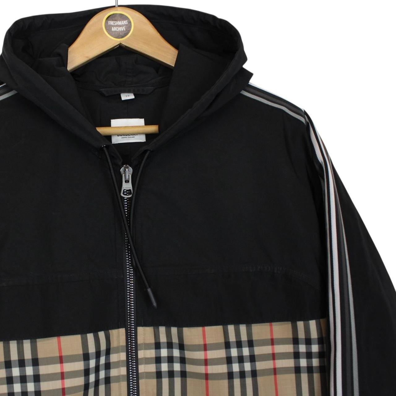 Burberry Compton Black and Tan Nova Check Full Zip Hooded Jacket