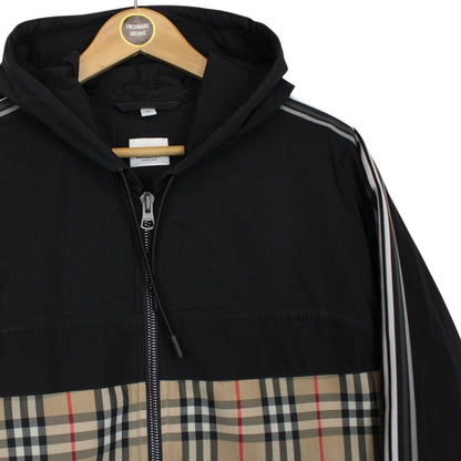 Burberry Compton Black and Tan Nova Check Full Zip Hooded Jacket