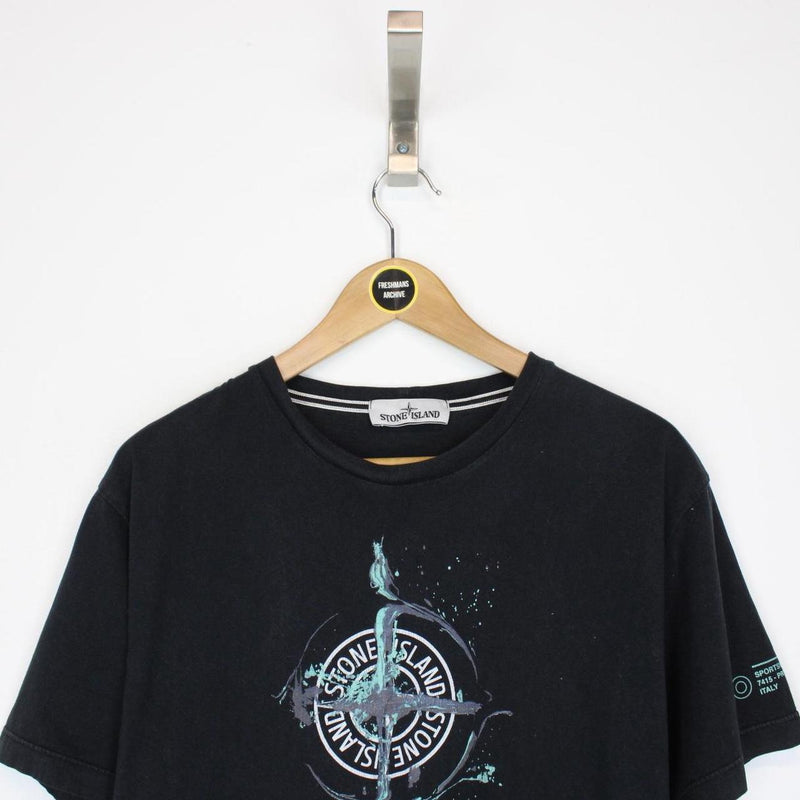 Stone Island SS 2021 Black Short Sleeve Logo Print Cotton T-Shirt