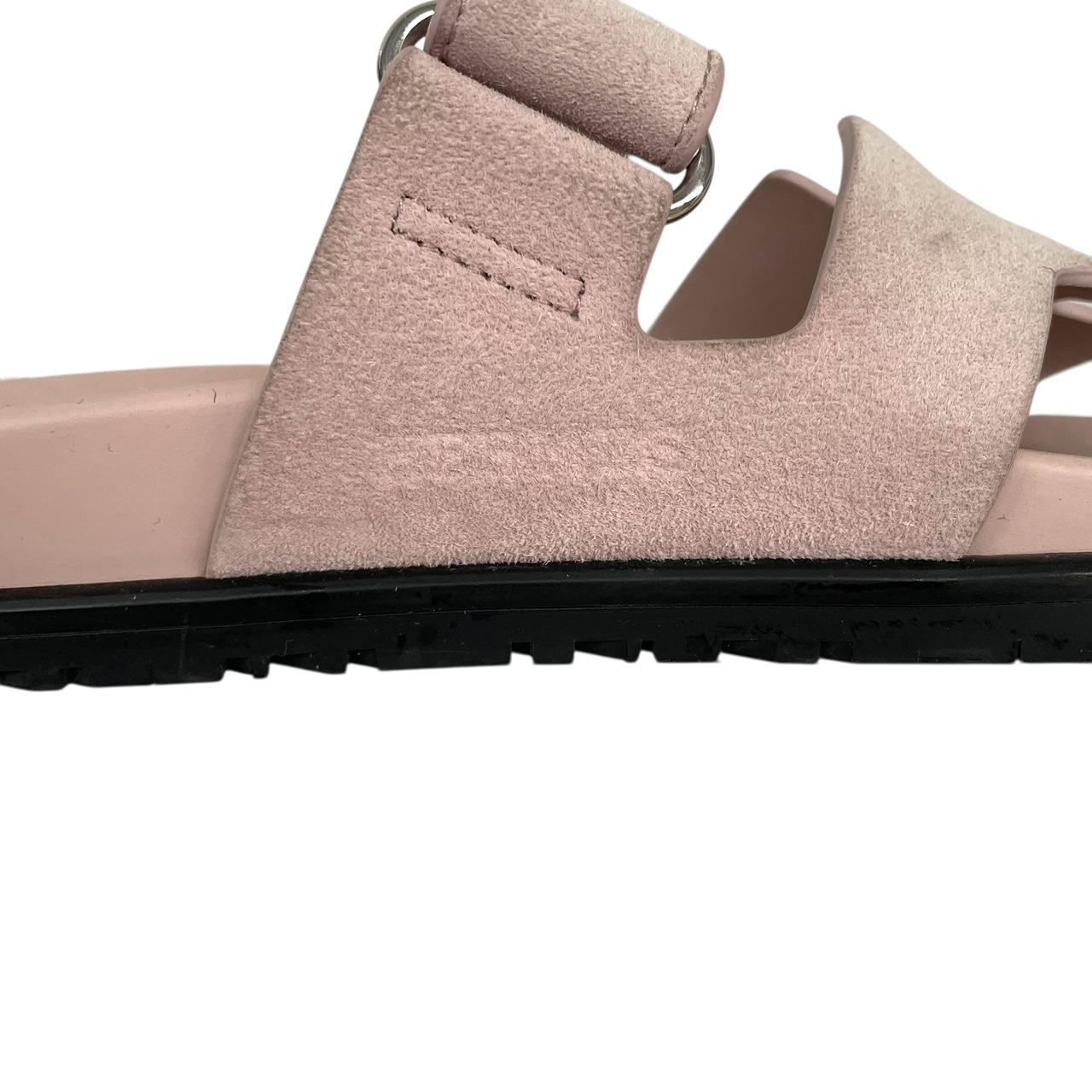 Hermes Rose Pink Chypre Goatskin Suede Leather Sandal