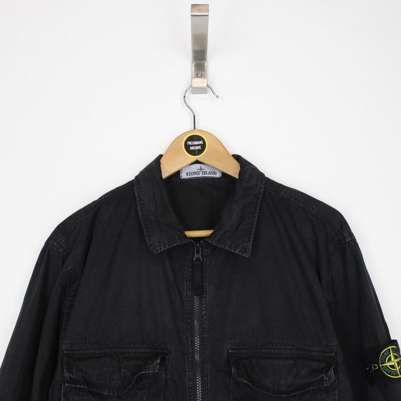 Stone Island SS 2019 Black Full Zip Cotton Overshirt Jacket