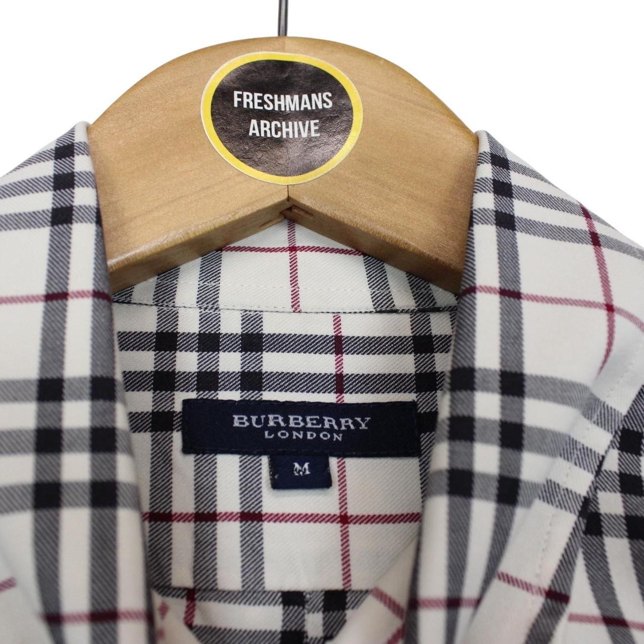 Vintage Burberry London Cream Nova Check Long Sleeve Cotton Shirt