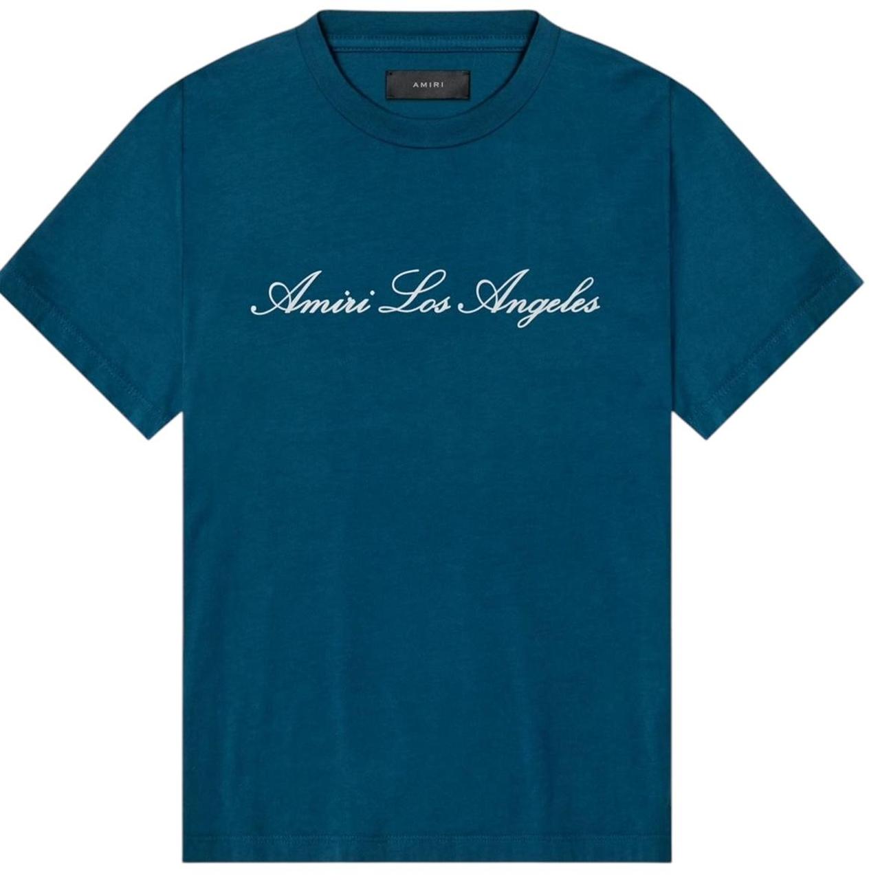 Amiri Petrol Blue Short Sleeve Los Angeles Print T-Shirt