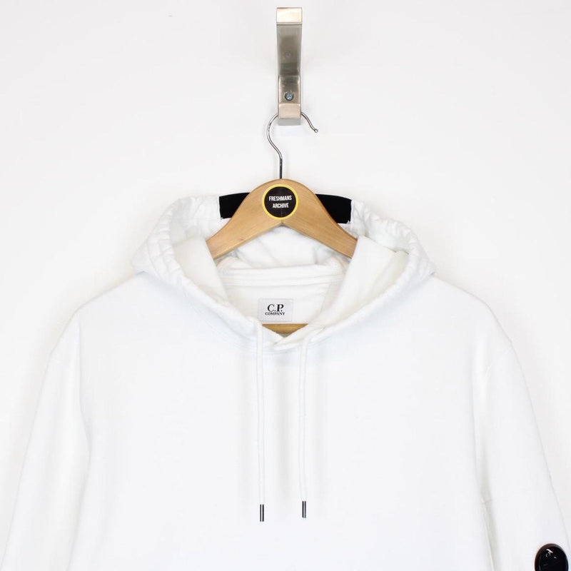 CP Company White Cotton Lens Hoodie Jumper