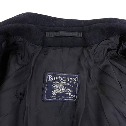 Vintage 90s Burberry Navy Blue Belted Wool Overcoat