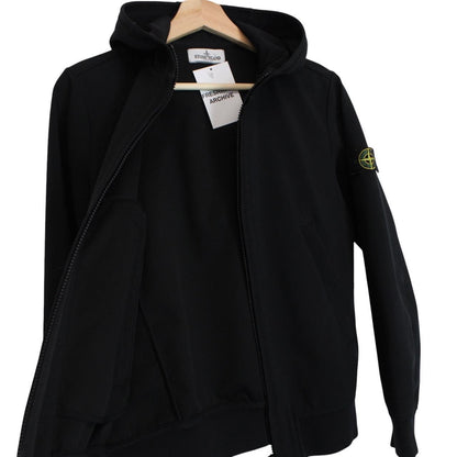Stone Island Junior Black Full Zip Soft Shell Jacket