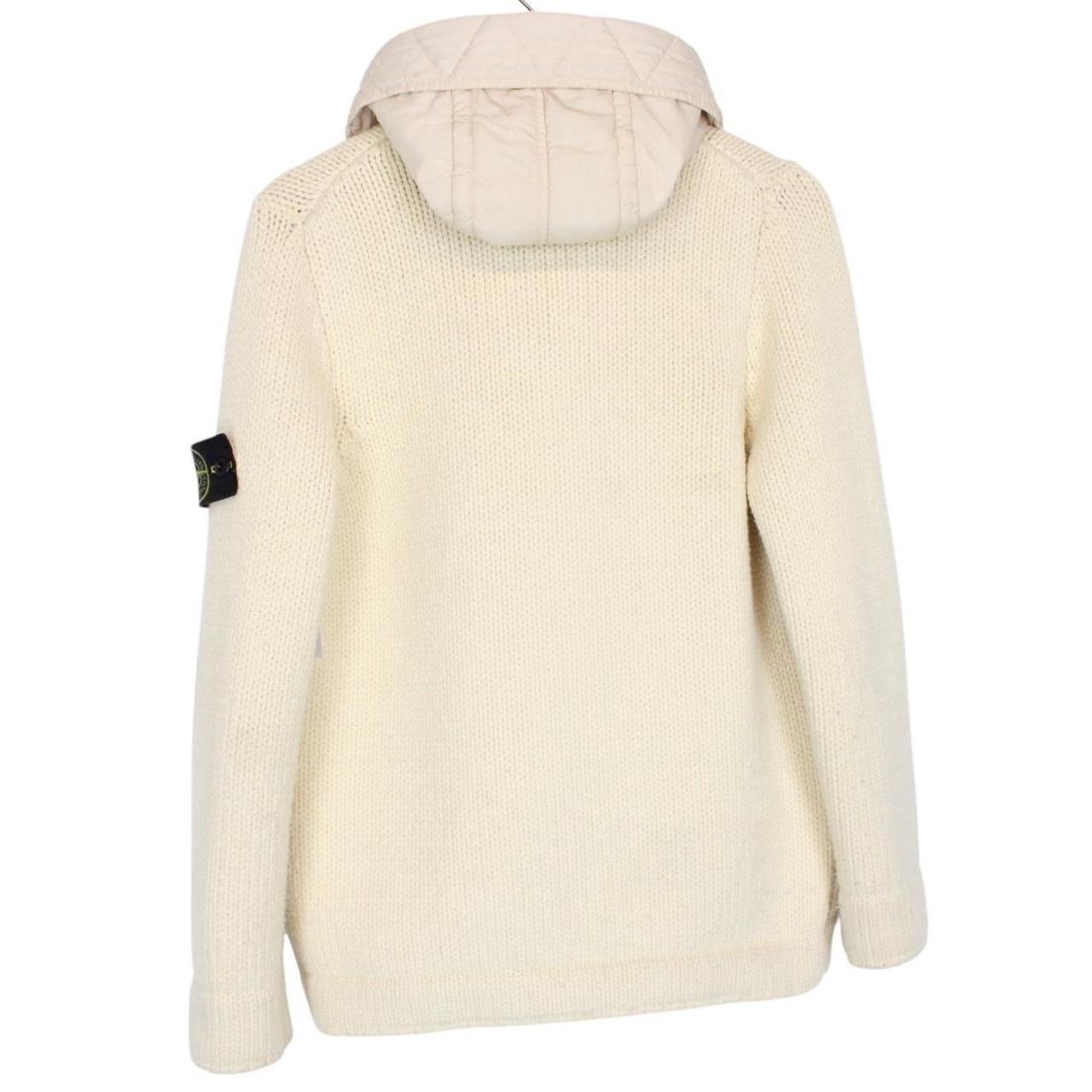 Stone Island AW 2020 Cream Double Breasted Wool Blend Knit Cardigan Jacket