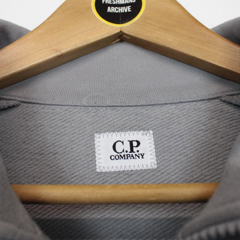 CP Company Grey 1/4 Zip Lens Cotton Sweatshirt Jumper