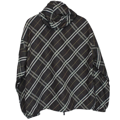 Burberry reversible jacket in dark grey and black with Nova Check pattern and full zip.