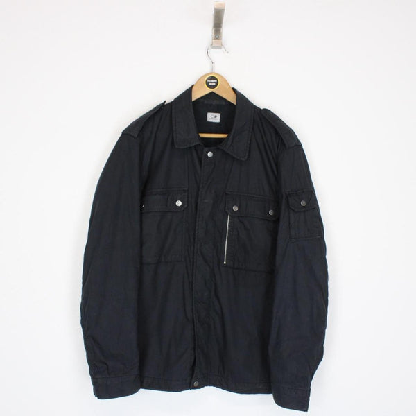 CP Company Navy Blue Full Zip Padded Lens Overshirt Jacket
